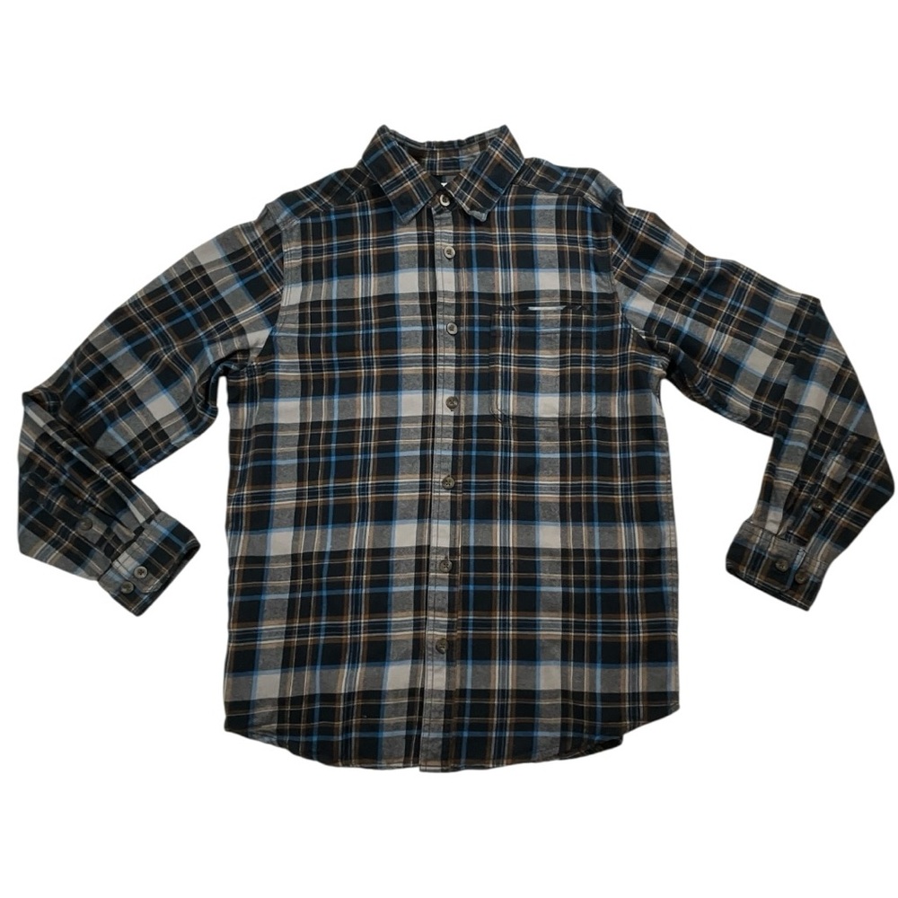 Ultimate Terrain‎ Flannel Shirt - Cozy Blue, Grey & Brown Plaid Men’s Medium